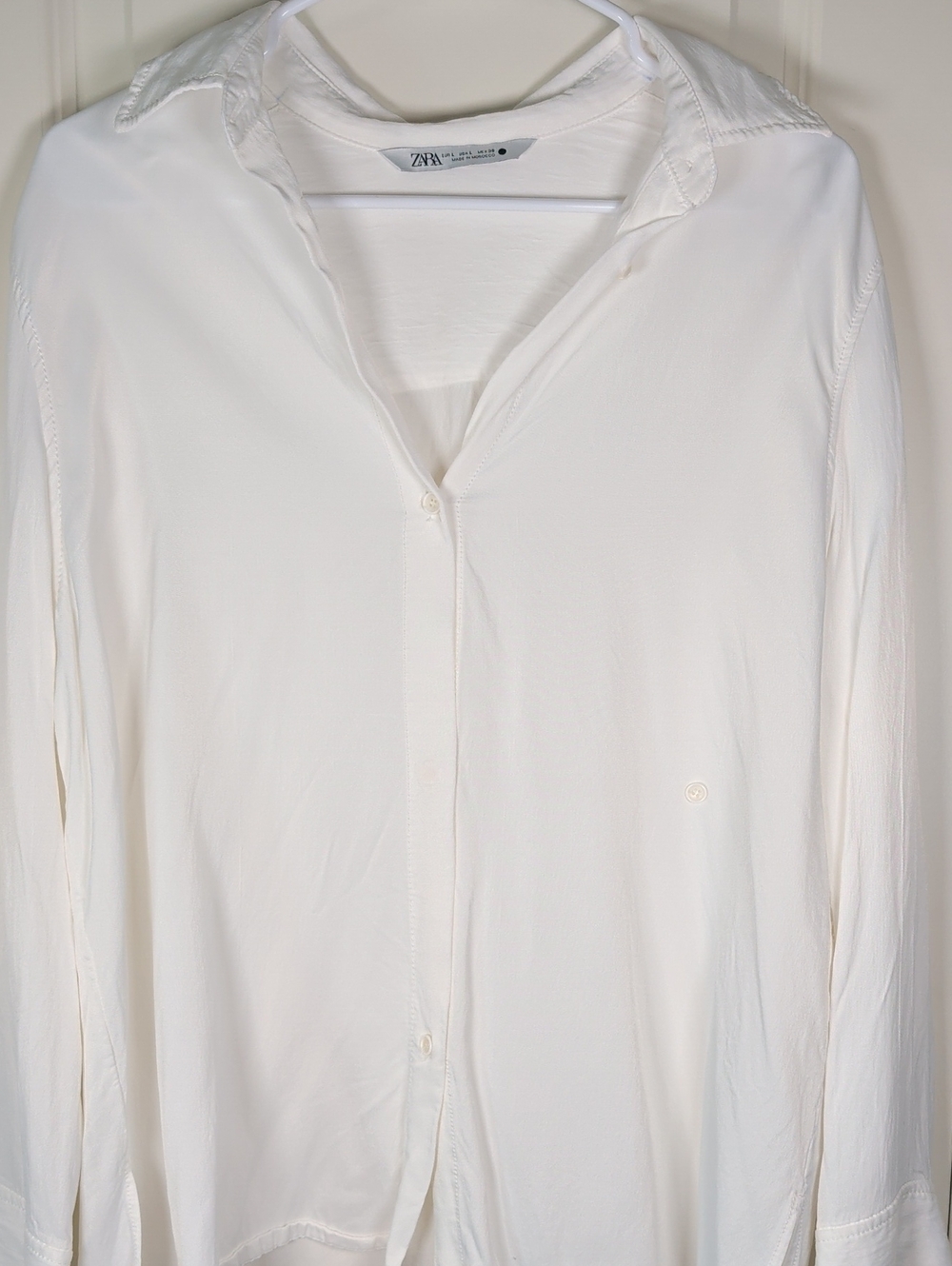 Zara White Button-Up Silk Blouse - Picture 5 of 11